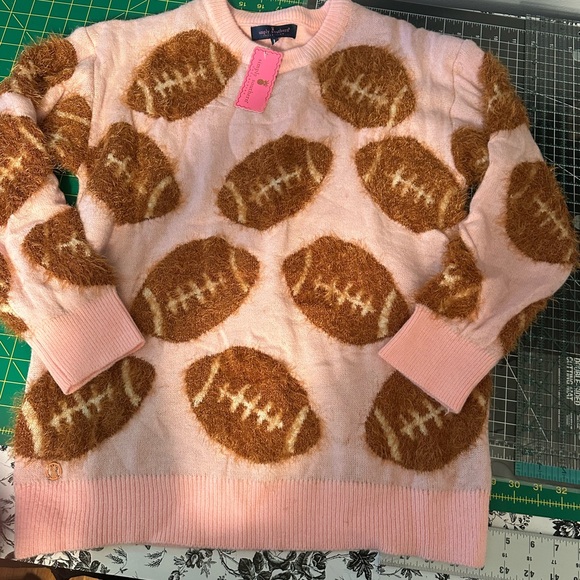 Simply Southern Football Pink Fuzzy Sweater NEW Small - Picture 7 of 10